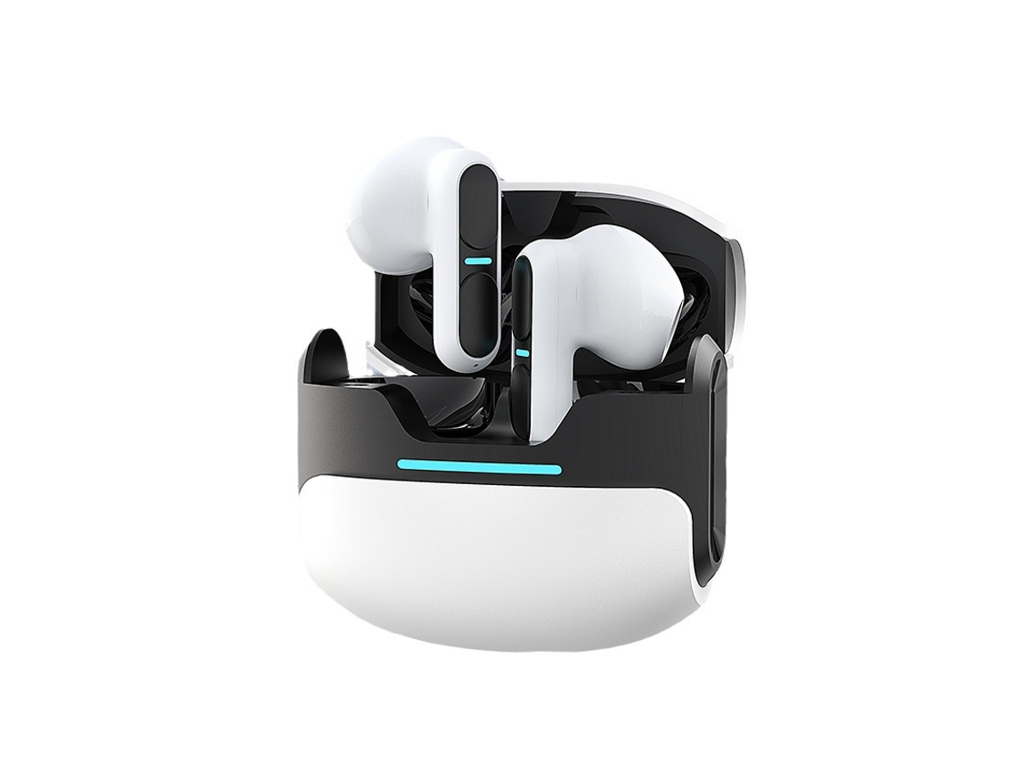 Fone de Ouvido Bluetooth V5.3 com Led, Modo Jogo, Música JIAPEI (branco)