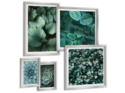 Galeria De Pinturas Murais Padrões Abstratos Em Branco E Preto Moldura Prateada Quadros Para O Escritório Espelharte (conjunto De 5 Imagens)