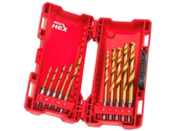 Kit de 10 Brocas MILWAUKEE HSS-G Tin Red Hex