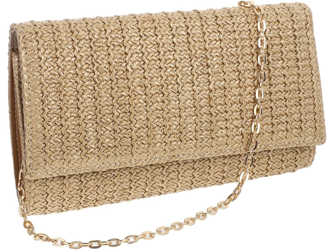 Bolsa De Palha Artificial Para O Verão, Carteira De Ombro Feminina, Pequena Bolsa De Praia Trançada Para A Noite.