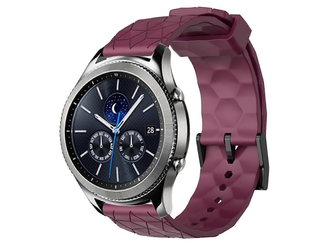 Pulseira De Silicone De Cor Sólida Com Estampa De Futebol Para Samsung Gear S3 Classic 22mm