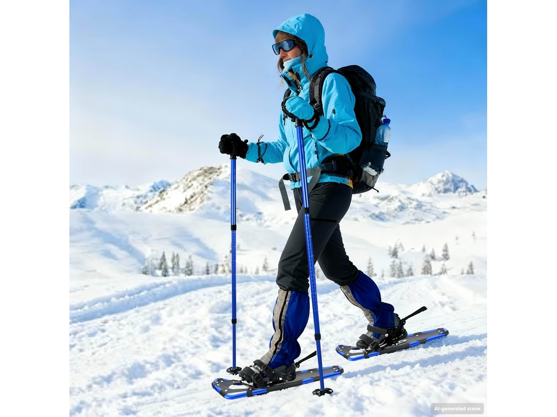 Vidaxl Raquetes De Neve 3 Em 1 Com Bastões De Caminhada Azul E Preto