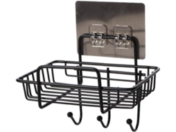 Saboneteira De Parede Ciieeo, Suporte Para Sabonete De Banheiro, Ferro Preto Com Gancho, Ideal Para Cozinha