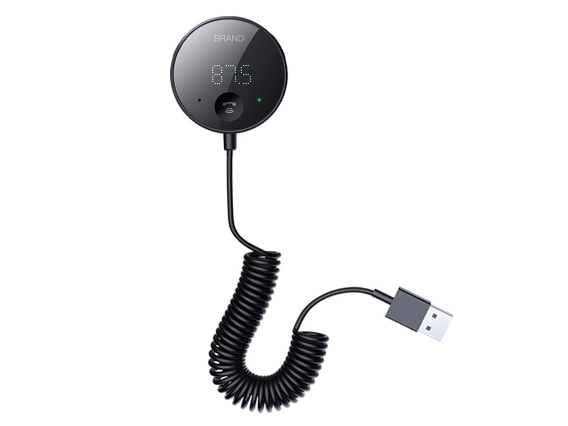 Transmissor FM AUX sem fio Receptor de áudio de 3,5 mm Cartão TF Música MP3 Player Handsfree compatível com Bluetooth 5.0 Car Kit (preto) ENKERS