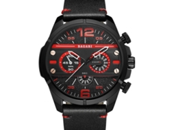Relógio esportivo masculino Bagari Quartz com pulseira de couro PU (preto/vermelho)