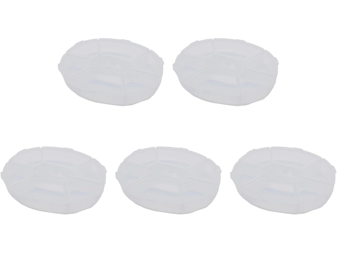 Caixa Transparente Para Clipes De Papel Com 6 Compartimentos E Base