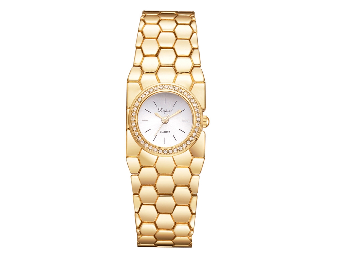Relógio de Pulso Feminino Lvpai Quartzo com Strass Liga Ouro Branco