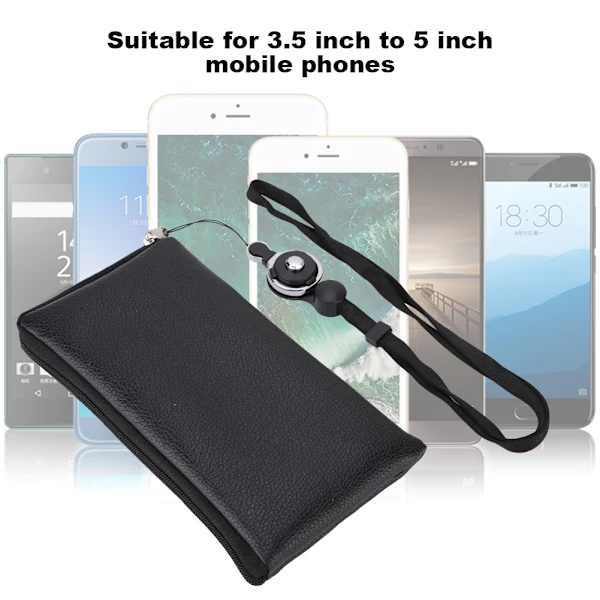 Capa Universal De Couro Pu Com Cordão Para Celulares De 3,5 A 5 Polegadas.