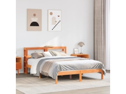 Estrutura Cama C/ Cabeceira 120x190cm Pinho Maciço Castanho-mel
