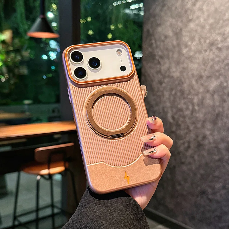 (dourado, Iphone 16 Pro Max) Capa Para Celular Com Suporte De Anel Giratório 360° E Faixa Magnética Para Carregamento Sem Fio.