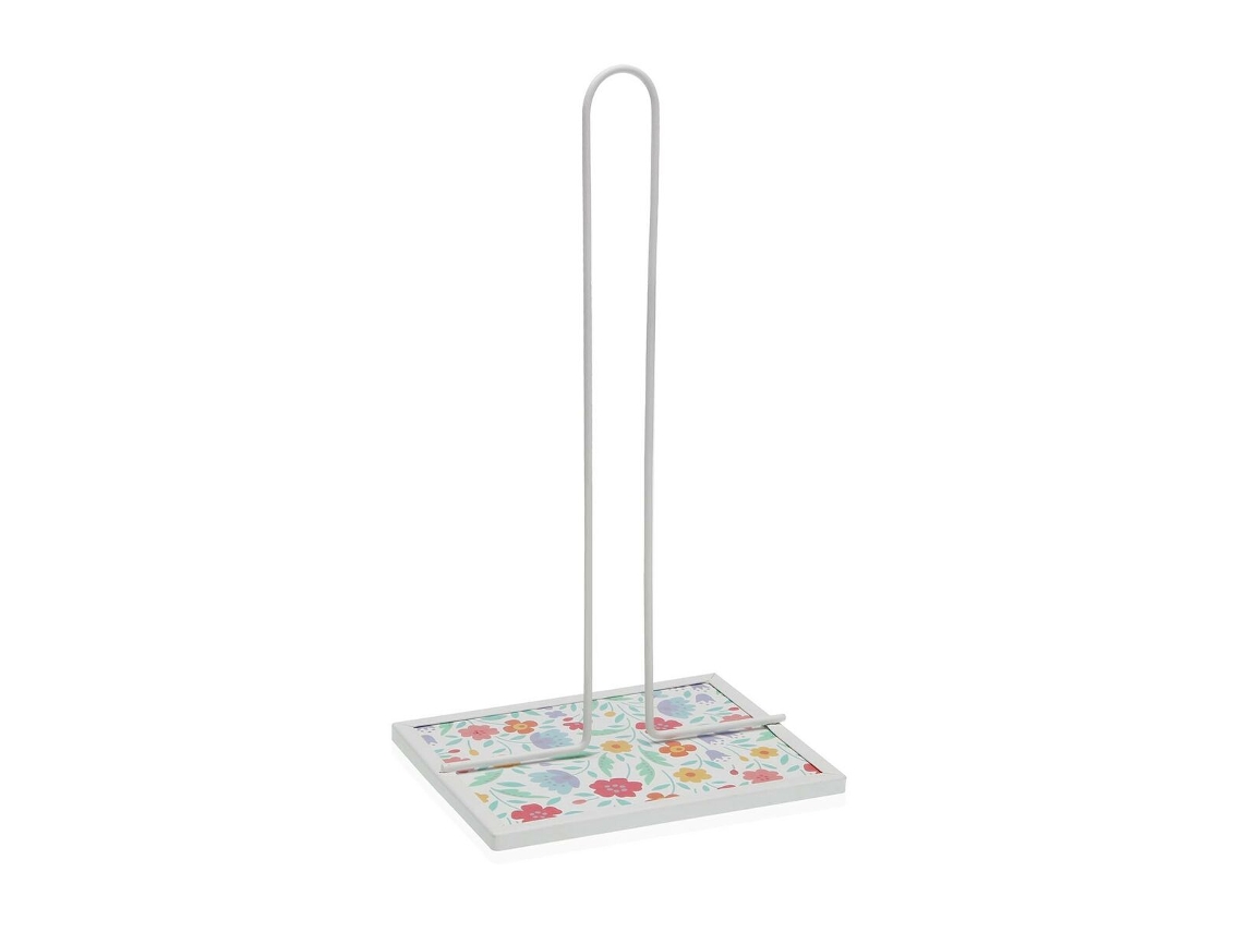 Suporte para Rolos de Papel de Cozinha VERSA Flandes Metal Aço Madeira Mdf 16 5 X 31 X 13 Cm
