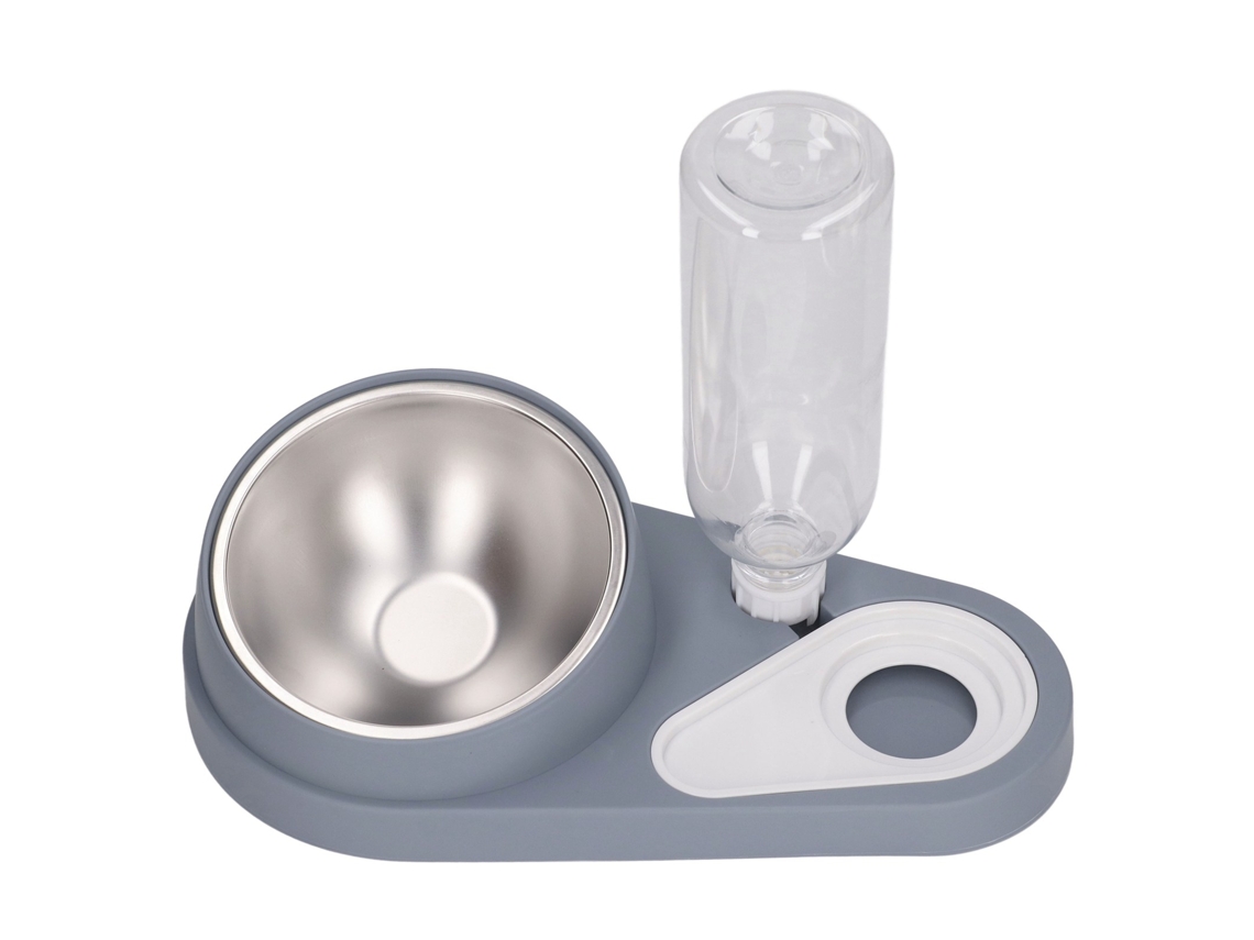 Conjunto de Comedouros Duplos para Cães e Gatos com Reservatório de Água Automático, Protetor de Pescoço e Inclinação AQUAFORGE