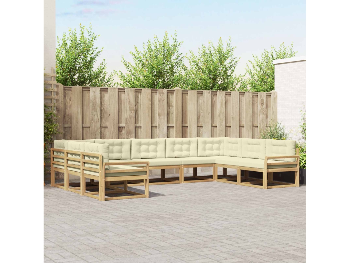 Vidaxl Conjunto De Sofás Para Exterior 9 Unid. Branco E Creme