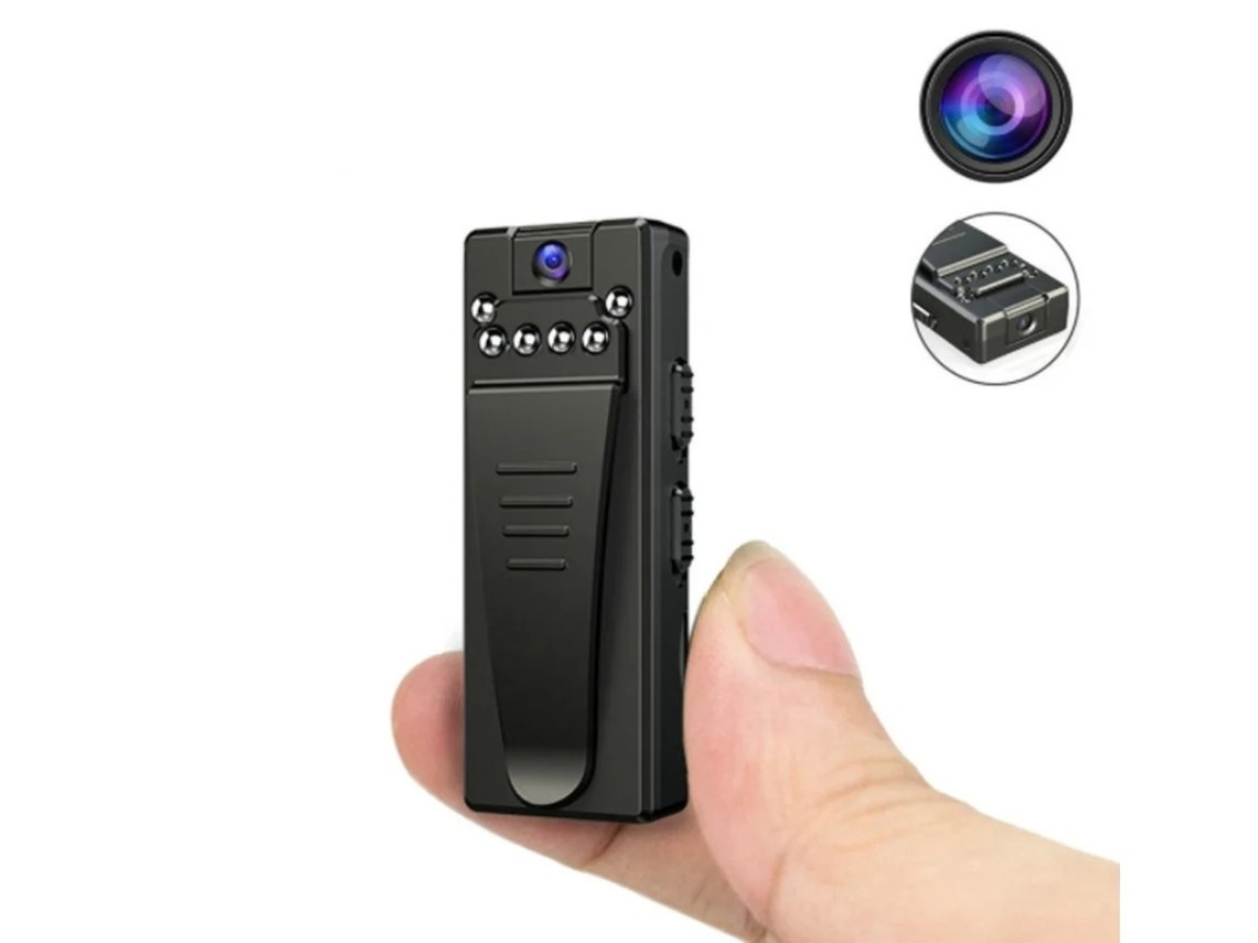 Mini câmera espiã portátil HD 1080P para bicicleta, carro, casa e escritório, preta