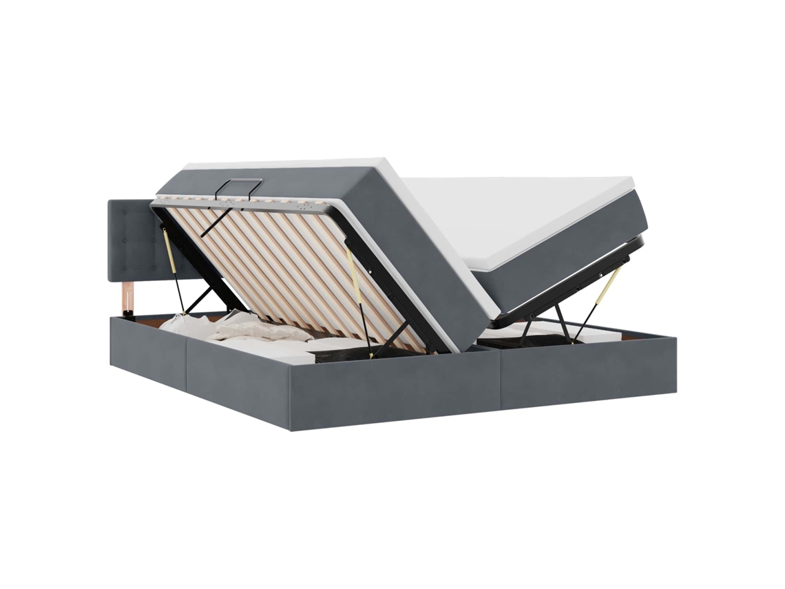 SYFAX™ Cama com Armazenamento com Colchão Cinza Escuro 90 X 200 Cm