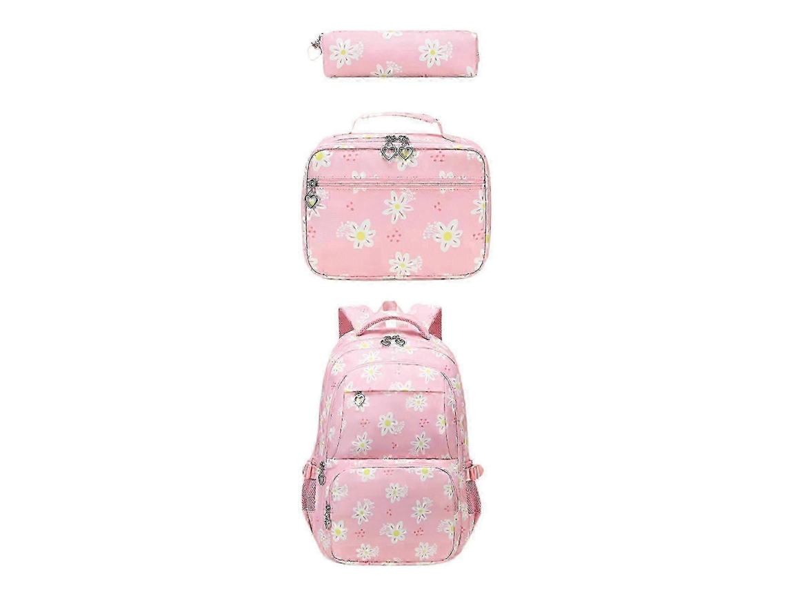 Mochila E Lancheira Com Estampa De Margaridas Para Meninas E Estudantes.