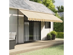 Vidaxl Tecido De Substituição Para Sanefa De Toldo 430x20 Cm Riscas Amarelo/cinza