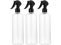 Conjunto De 3 Frascos De Spray De Plástico Preto Recarregáveis De 500ml