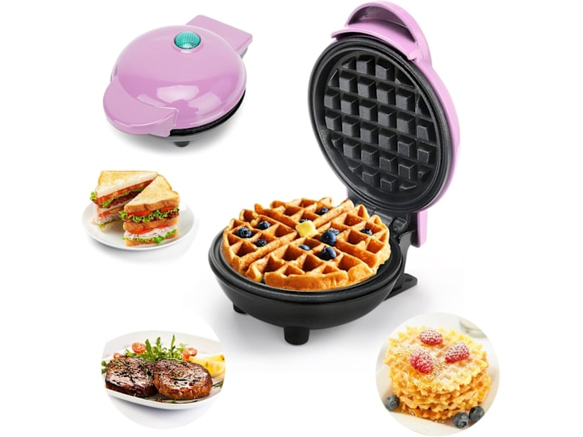 (rosa) Mini Máquina De Waffle Redonda E Máquina De Waffle Para Panquecas, Ideal Para Presentes De Natal, Dia Das Mães E Para Crianças