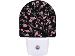 Luminária Noturna De Parede Com Plugue, Com Estampa De Flor Cerejeira Em Galho, Led Com Sensor De Movimento, Luz Noturna