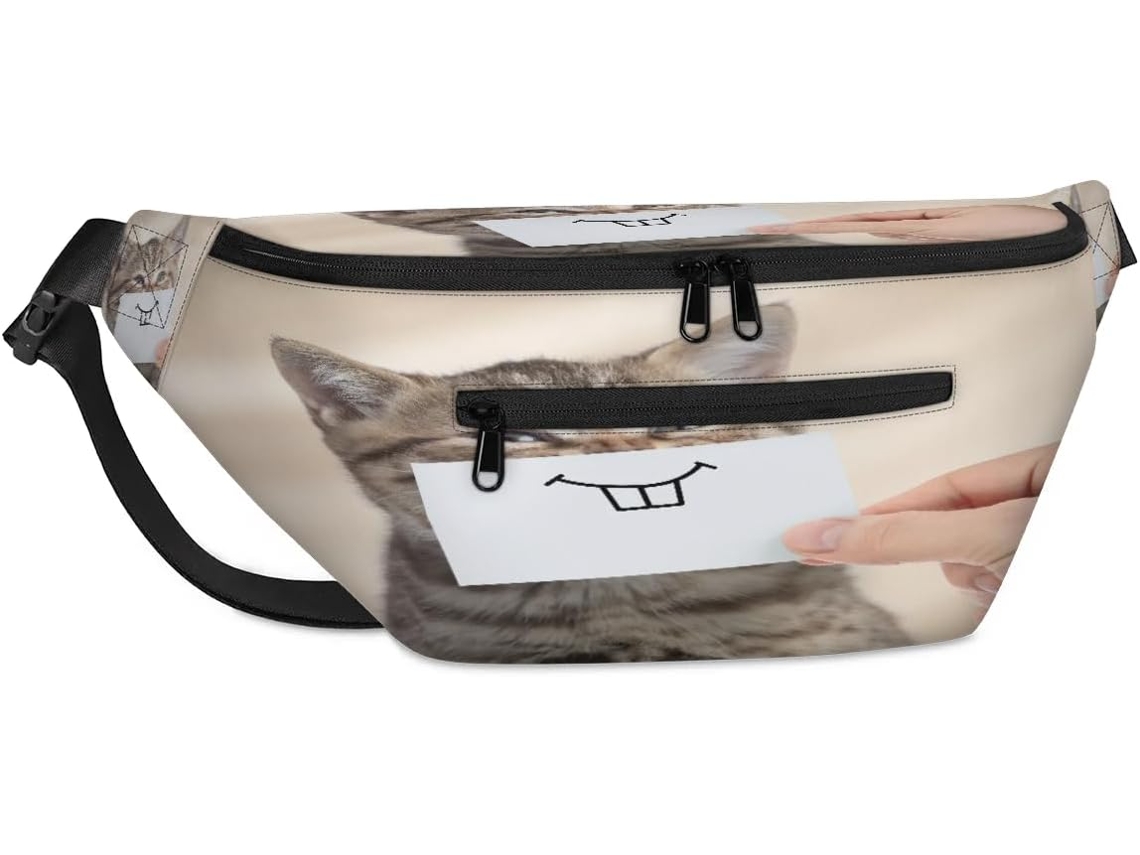 Bolsa Transversal Unissex Tropicallife com Estampa Divertida de Gato 38x25x9x19cm Estampa Dive Impermeável