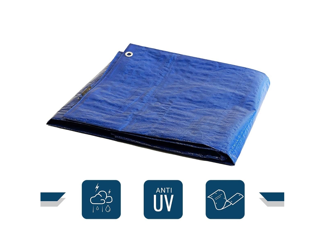 Lona de Proteção 4X5 M TECPLAST 150Mu Azul e Verde Alta Qualidade Lona Impermeável para Exterior com Ilhós