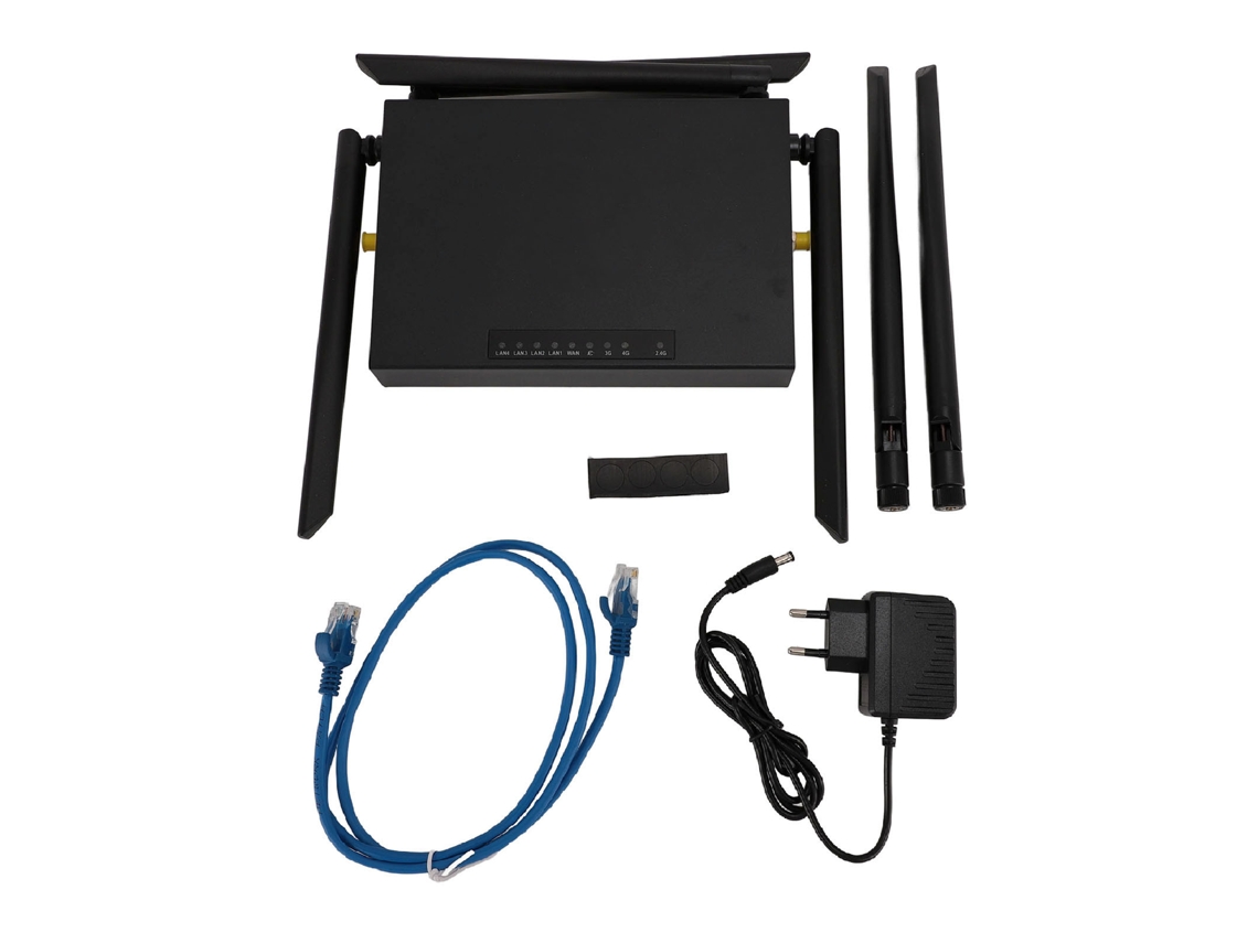 Roteador 4G LTE Industrial 300 Mbps 6 Antenas, Slot SIM, 5 Portas, Wireless EU Plug
