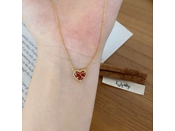 Colar com Pingente em Zircão Vermelho de Amor, em Prata 925 , Design Sofisticado e Luxo Leve MDUG (ouro)