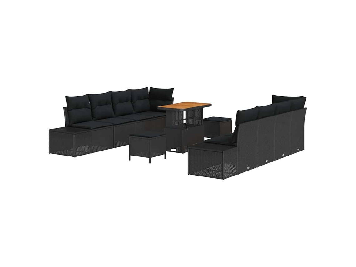Maison Exclusive - Conjunto De Sofá De Jardim 11 Pcs Preto Rattan Sintético