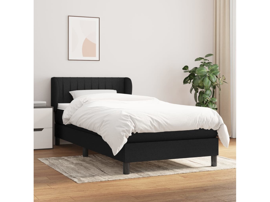 Vidaxl Cama Com Molas/colchão 100x200 Cm Tecido Preto