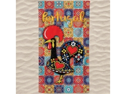 Toalha De Praia Microfibra Azulejos Coloridos Galo De Barcelos Portugal