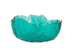Tigela De Servir Para Cozinha Doméstica, Tigela De Salada Transparente Com Detalhes Dourados, Tigela De Vidro Cristalino Premium Sem Chumbo, Fruteira,