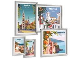 Galeria De Pinturas Murais Grama, Libélulas À Beira-mar Moldura Prateada Quadros Para O Escritório Espelharte (conjunto De 5 Imagens)