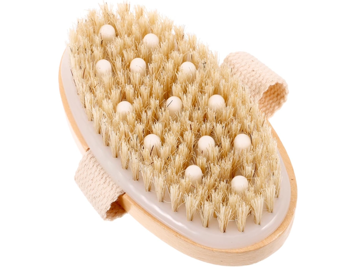 Escova De Banho Massageadora Galpada Em Bambu E Borracha, Esfoliação Corporal Suave, Limpeza Profunda Para O Chuveiro