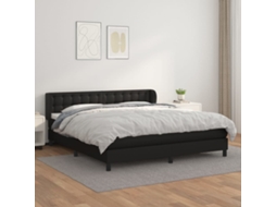 Vidaxl Cama Com Molas/colchão 160x200 Cm Couro Artificial Preto