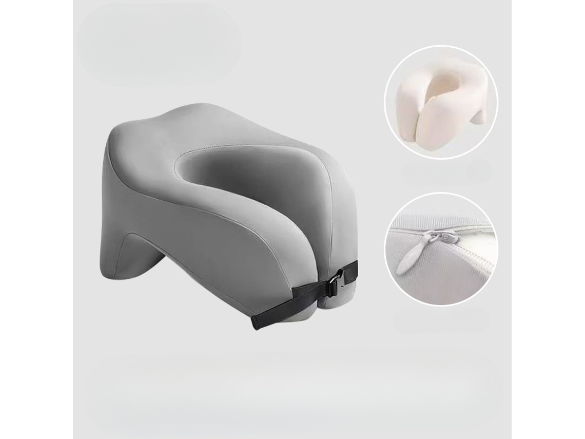 Almofada De Pescoço Para Viagem, Ajustável, Cinzento Elysve