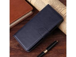 Capa Tipo Carteira Com Aba Em Couro Azul Escuro Para Iphone 17