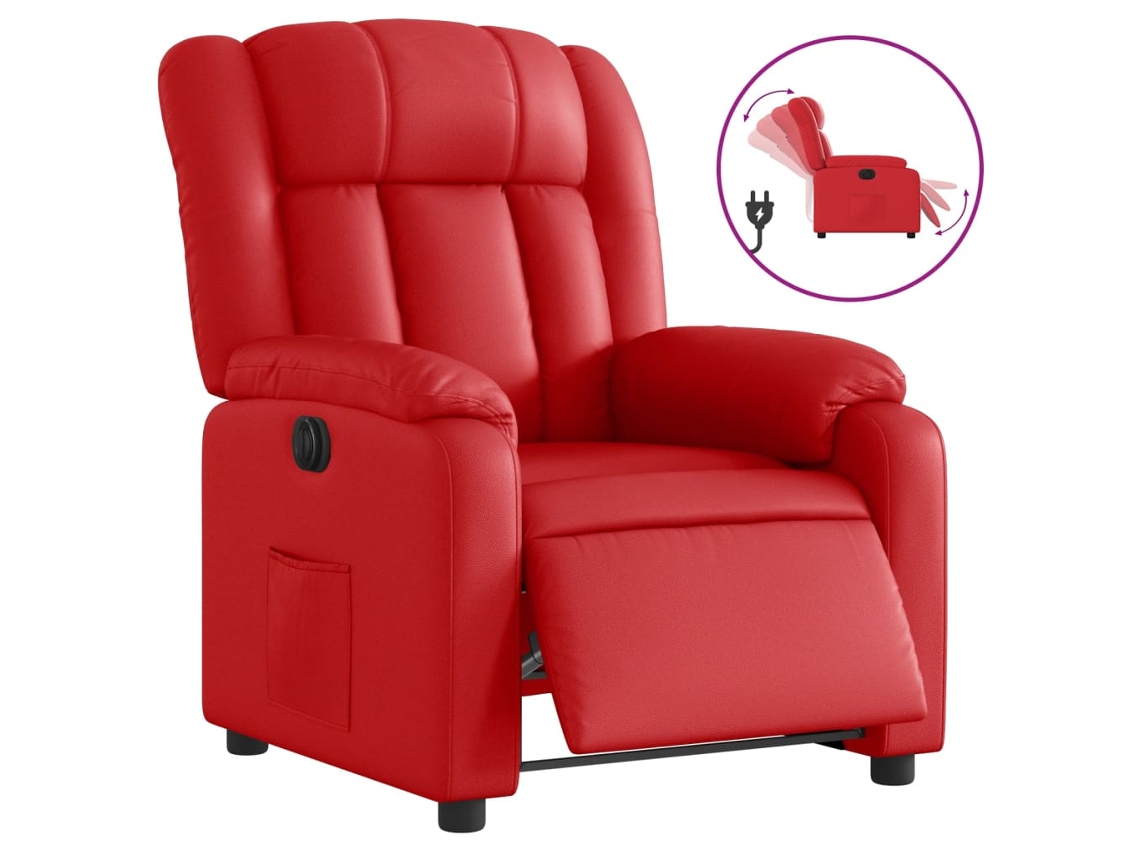 Poltrona Reclinável Elétrica Vidaxl Vermelho Couro Artificial