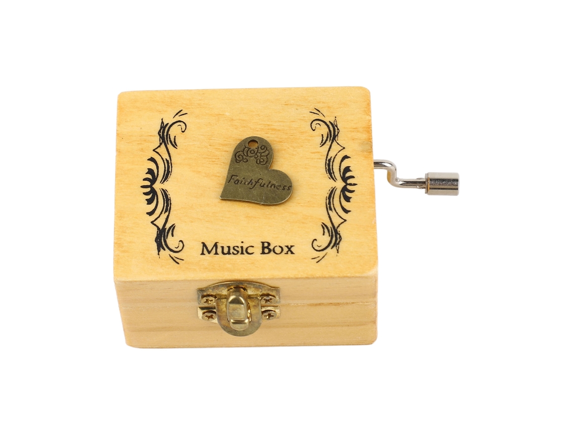 Caixa de Música Manual de Madeira Baok com Som Tranquilo e Design Exclusivo para Meninas e Meninos - Brinquedo Musical