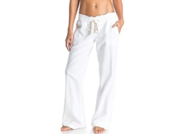 Fasst pantalones Algodón Lino Mulher com Cordon Ajustável, Praia e Esporte | S/MARCA
