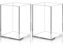 Conjunto de 2 Porta, Canetas Quadrados em Acrílico Transparente BRILVIBERA