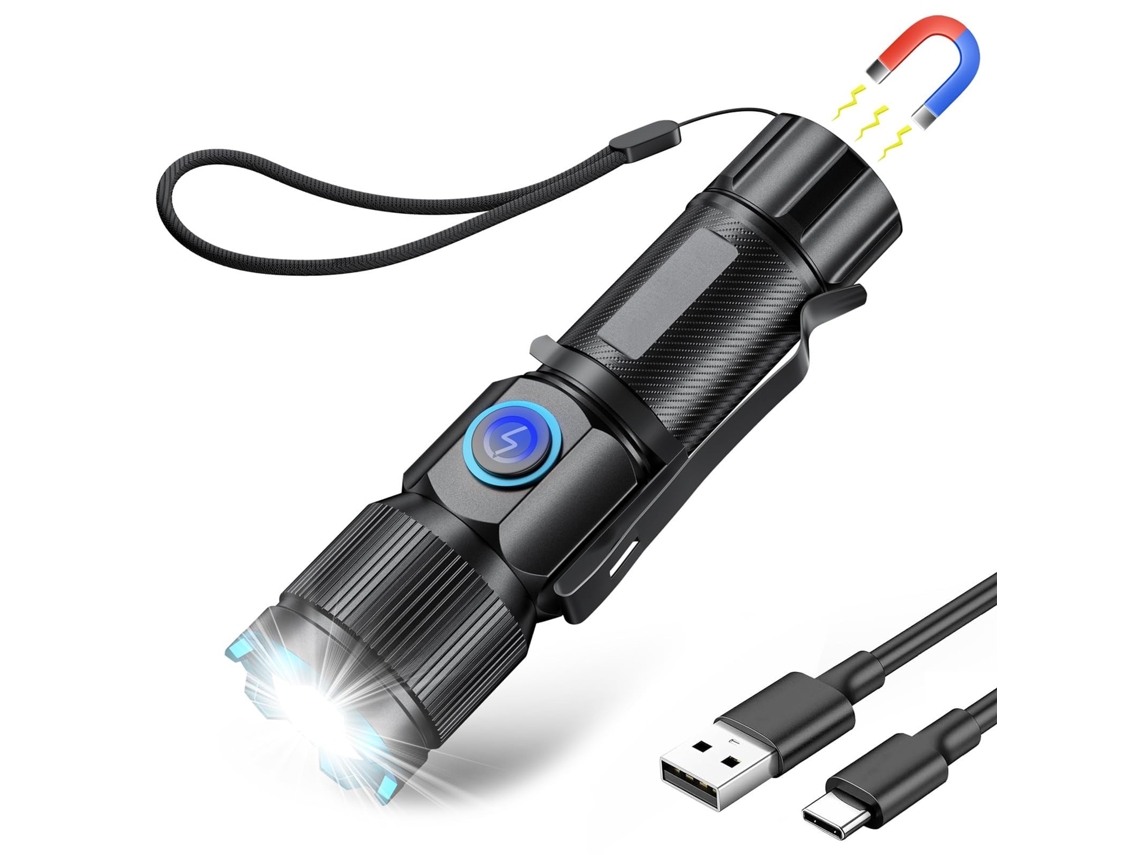 Lanternas Recarregáveis ​​de Alto Lúmen Luz de Flash Led Pequena Super Brilhante 26 Horas de Longa Duração 4 Modos de Iluminação HALINUIA