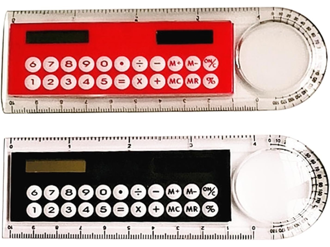 Calculadora Multifuncional Com Energia Solar, Régua Multifuncional Com Transferidor, Acessórios De Escritório, 2 Peças