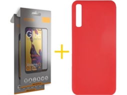 Kit Capa e 2 Películas Samsung Galaxy A50 ACCETEL Full Silicone Líquido (Vermelho)