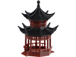 Miniatura Healeved com Design Exclusivo de Pavilhão, Feita de Plástico Marrom, Estatueta de Pagode Decorativa, para CHABERLU