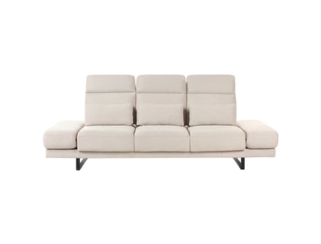 Sofá De 3 Lugares Beliani Ikast De Poliéster Creme 255x129x105