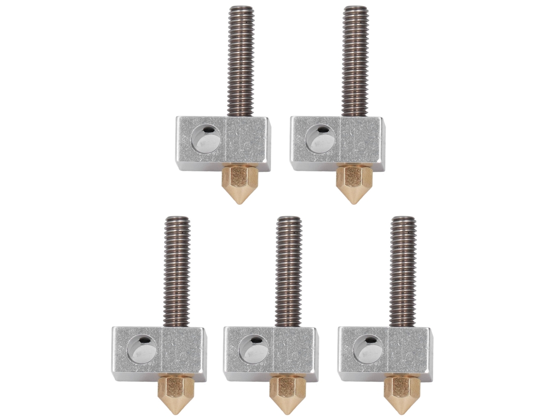 Kit 5 Peças Hotend Extruder para Impressora 3D, Bico Latão, Tubo, Bloco de Aquecimento