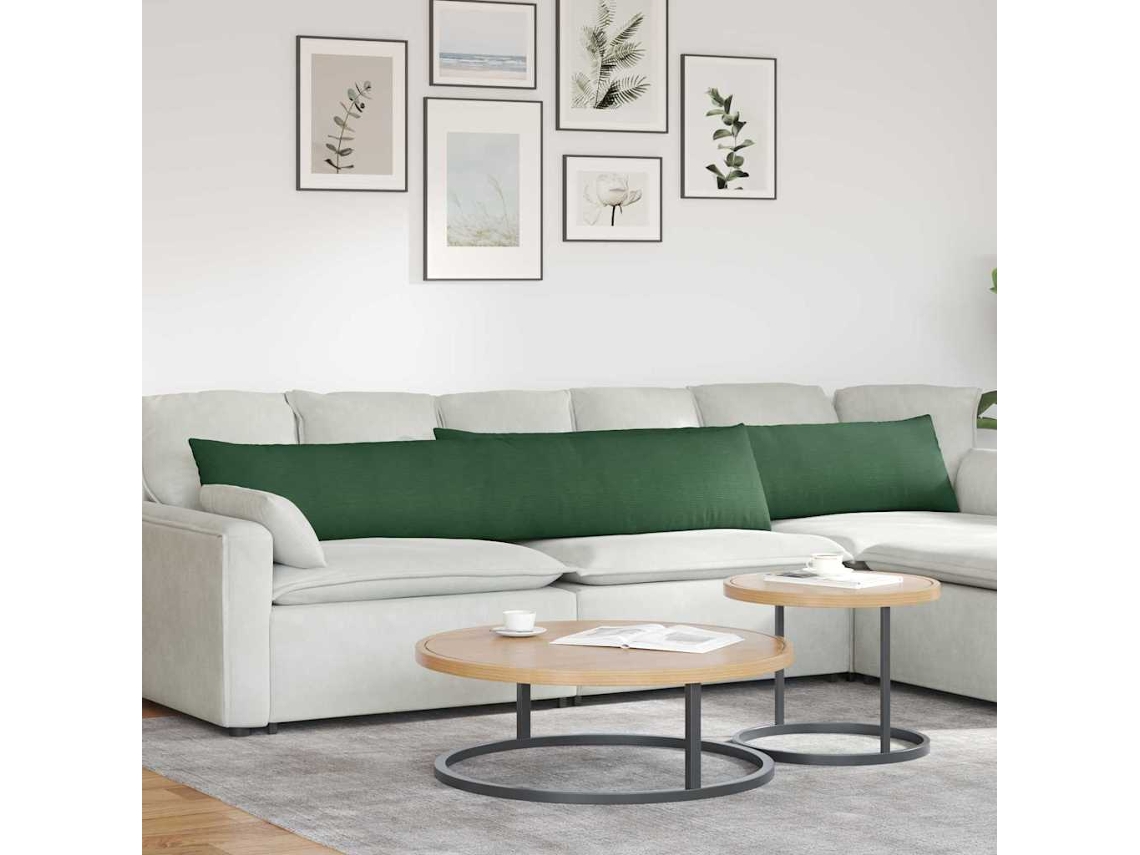Vidaxl Travesseiros De Sofá 2 Pcs Verde Escuro 200 X 40 Cm