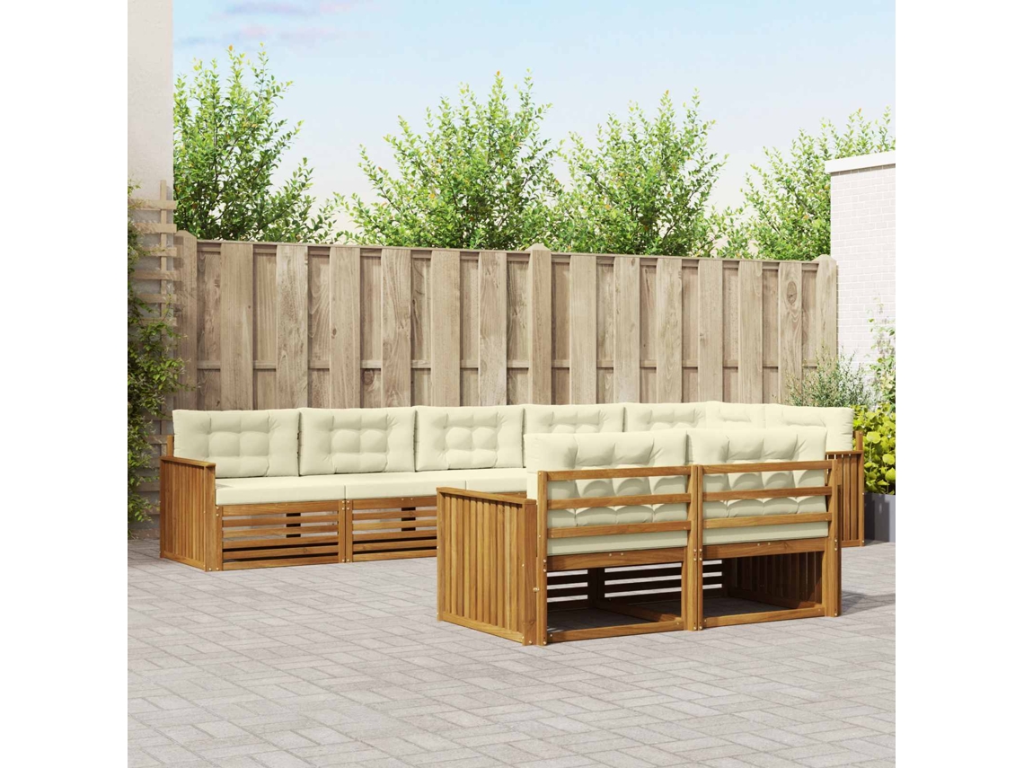 Vidaxl Conjunto De Sofás Para Exterior 8 Pcs Natural E Creme