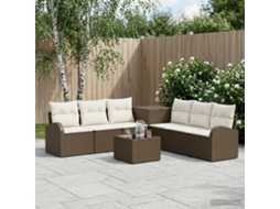 Vidaxl Conjunto De Sofás 8 Unid. Marrom E Branco Creme